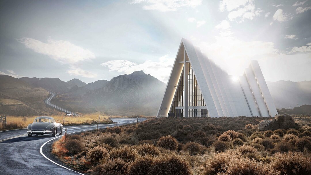 Архітектурний 3D рендер церкви