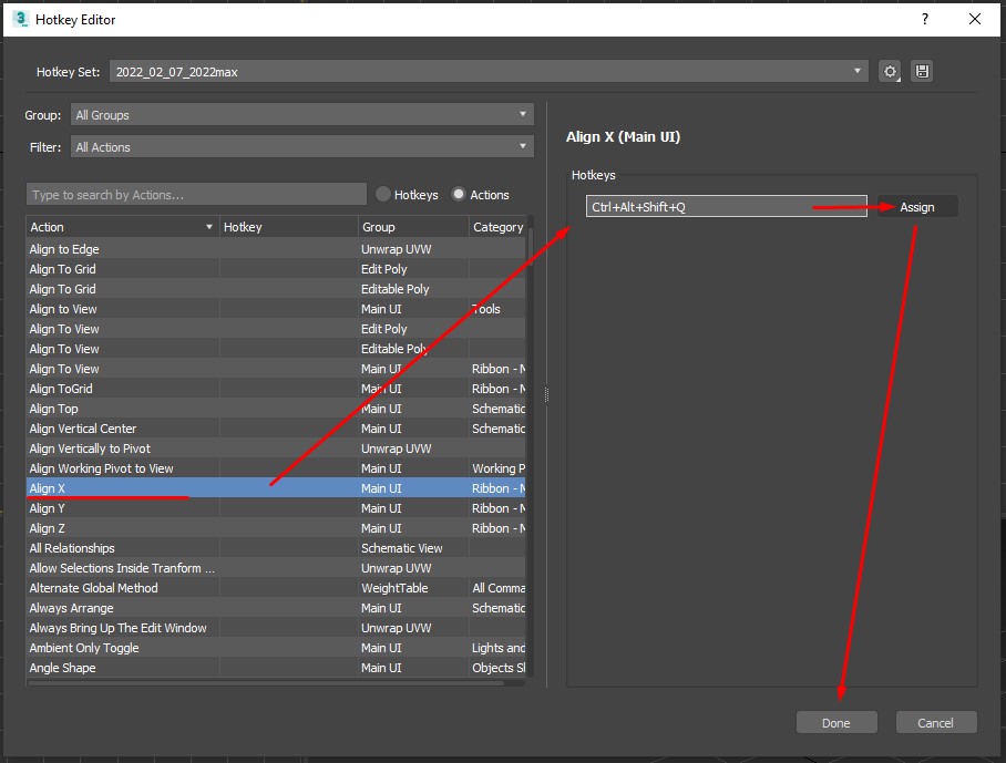 Как добавить новую комбинацию горячих клавиш в 3D max